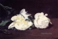 Rama de peonías blancas con tijeras de podar flor impresionismo Edouard Manet